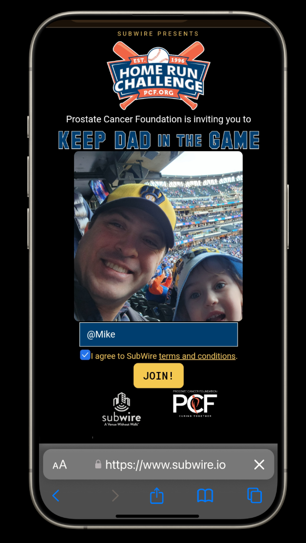 Prostate Cancer Foundation branding prominently displayed on smartphones